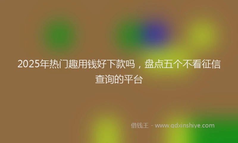 2025年热门趣用钱好下款吗，盘点五个不看征信查询的平台