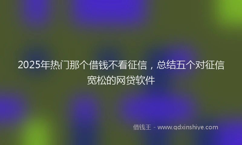 2025年热门那个借钱不看征信，总结五个对征信宽松的网贷软件