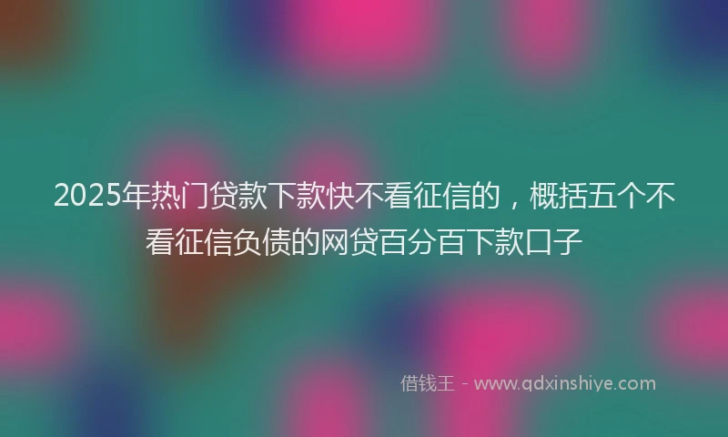 2025年热门贷款下款快不看征信的，概括五个不看征信负债的网贷百分百下款口子