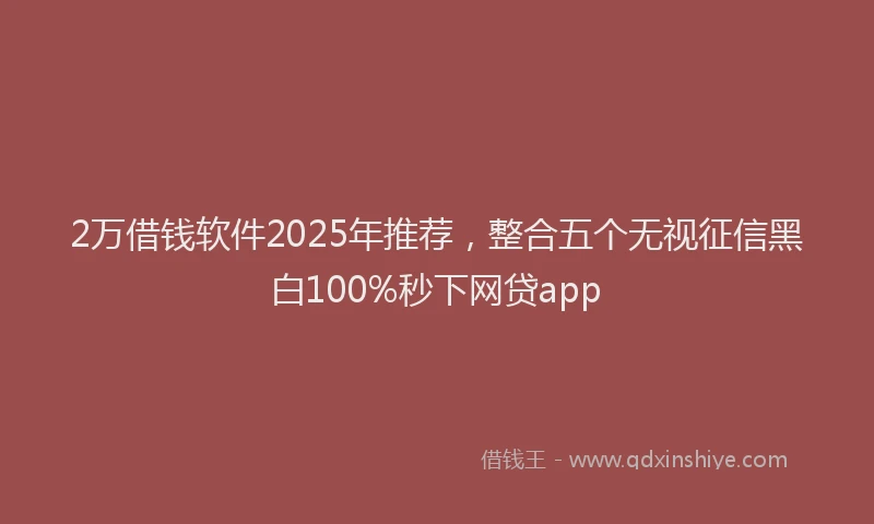 2万借钱软件2025年推荐，整合五个无视征信黑白100%秒下网贷app
