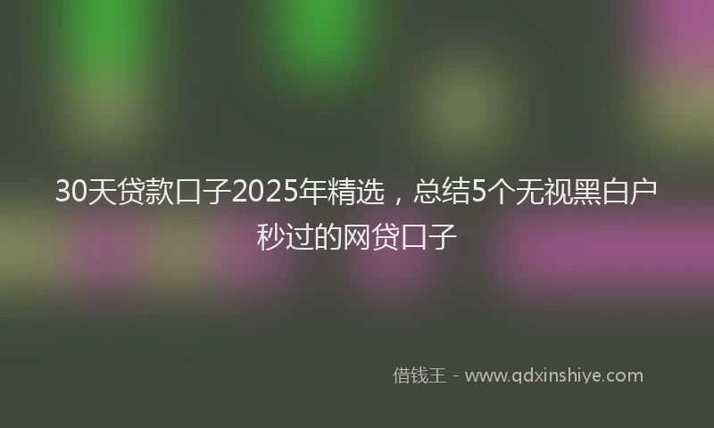 30天贷款口子2025年精选，总结5个无视黑白户秒过的网贷口子