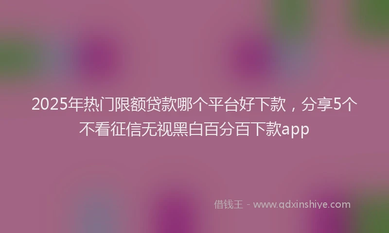 2025年热门限额贷款哪个平台好下款，分享5个不看征信无视黑白百分百下款app