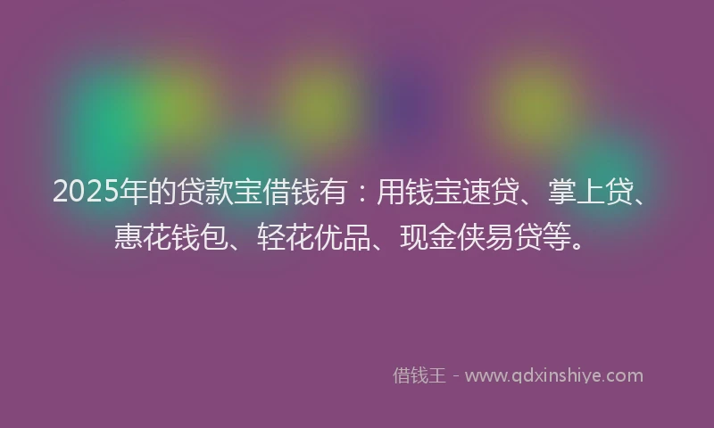2025年的贷款宝借钱有：用钱宝速贷、掌上贷、惠花钱包、轻花优品、现金侠易贷等。