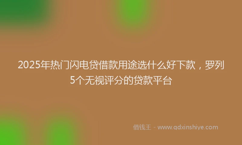 2025年热门闪电贷借款用途选什么好下款，罗列5个无视评分的贷款平台