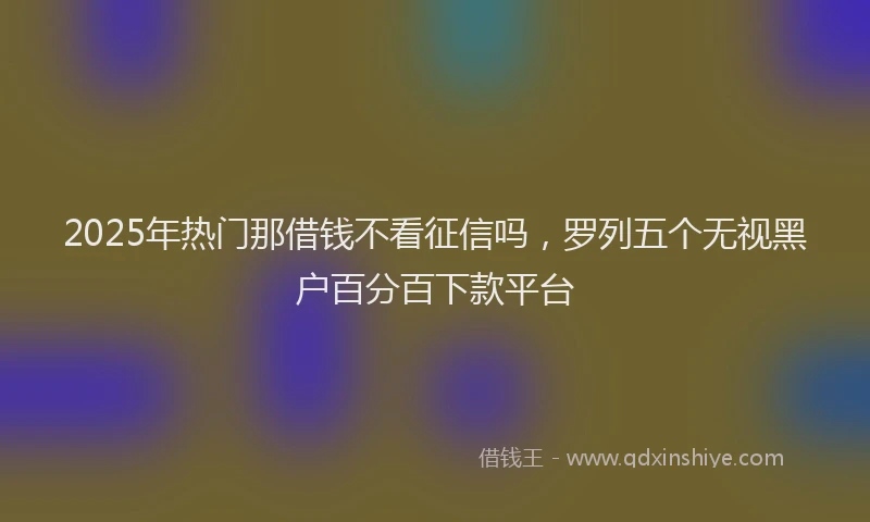 2025年热门那借钱不看征信吗，罗列五个无视黑户百分百下款平台