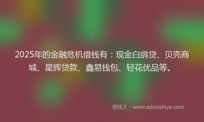 2025年的金融危机借钱有：现金白鸽贷、贝壳商城、星辉贷款、鑫易钱包、轻花优品等。