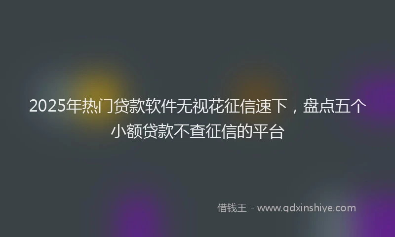 2025年热门贷款软件无视花征信速下，盘点五个小额贷款不查征信的平台