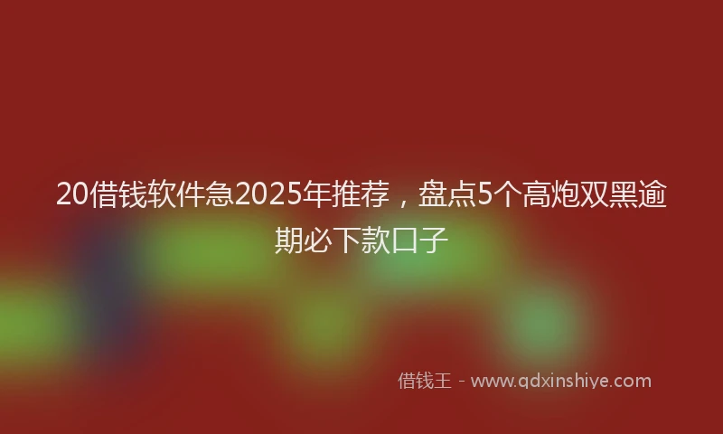 20借钱软件急2025年推荐，盘点5个高炮双黑逾期必下款口子
