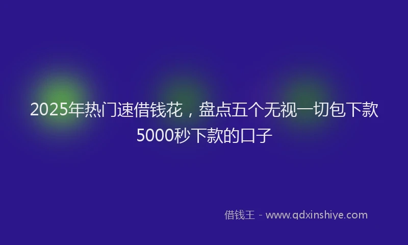 2025年热门速借钱花，盘点五个无视一切包下款5000秒下款的口子