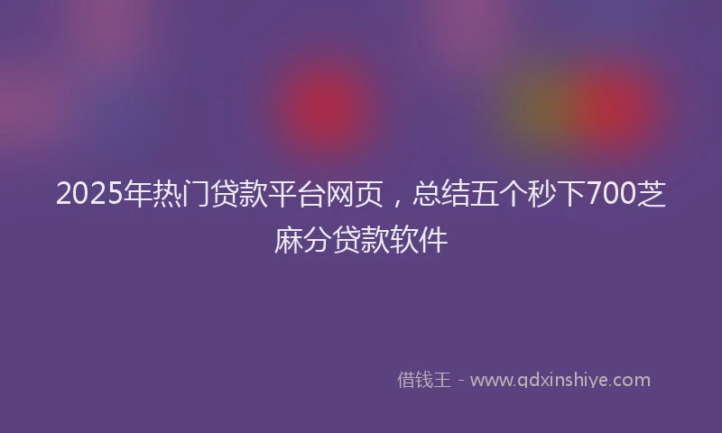 2025年热门贷款平台网页，总结五个秒下700芝麻分贷款软件