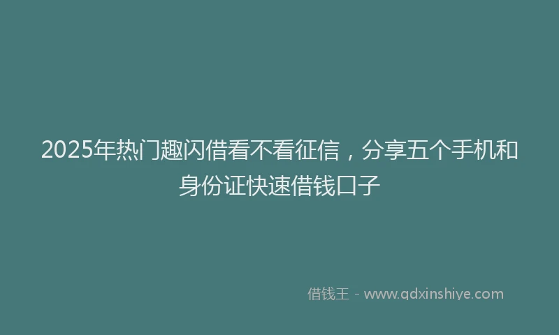 2025年热门趣闪借看不看征信，分享五个手机和身份证快速借钱口子