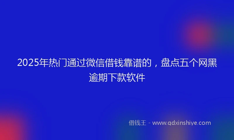 2025年热门通过微信借钱靠谱的，盘点五个网黑逾期下款软件