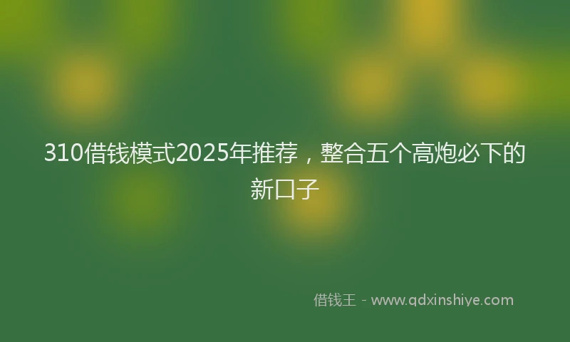 310借钱模式2025年推荐，整合五个高炮必下的新口子