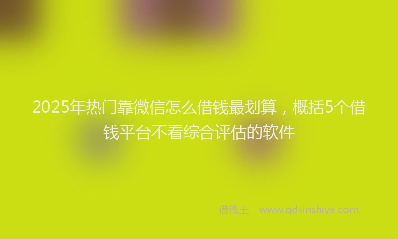 2025年热门靠微信怎么借钱最划算，概括5个借钱平台不看综合评估的软件