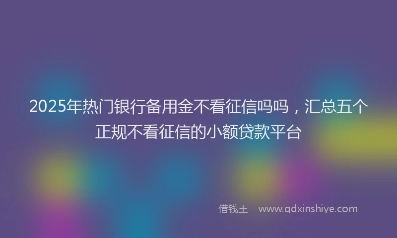 2025年热门银行备用金不看征信吗吗，汇总五个正规不看征信的小额贷款平台