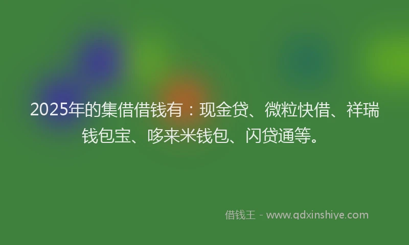 2025年的集借借钱有：现金贷、微粒快借、祥瑞钱包宝、哆来米钱包、闪贷通等。