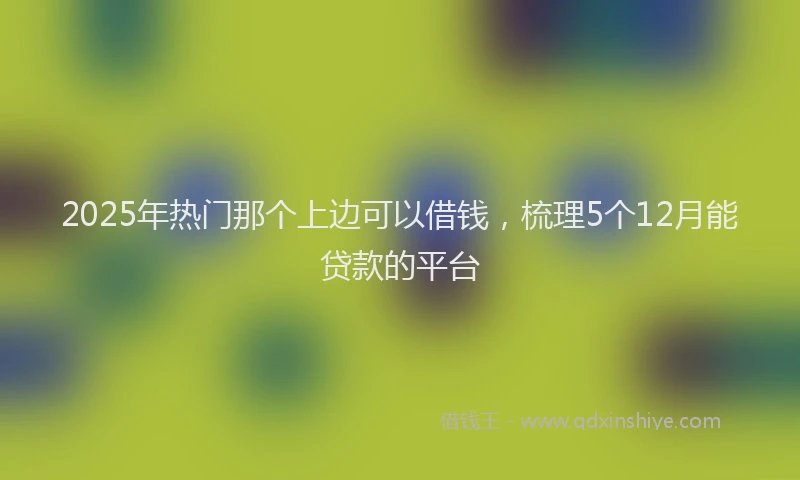 2025年热门那个上边可以借钱，梳理5个12月能贷款的平台