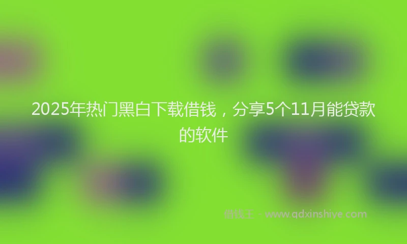 2025年热门黑白下载借钱，分享5个11月能贷款的软件