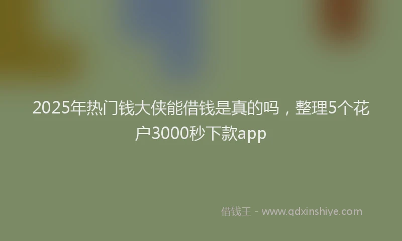 2025年热门钱大侠能借钱是真的吗，整理5个花户3000秒下款app