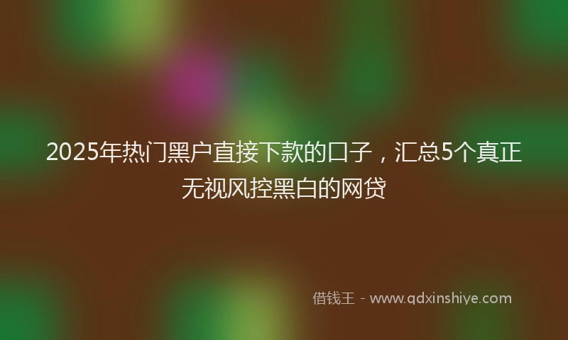 2025年热门黑户直接下款的口子，汇总5个真正无视风控黑白的网贷