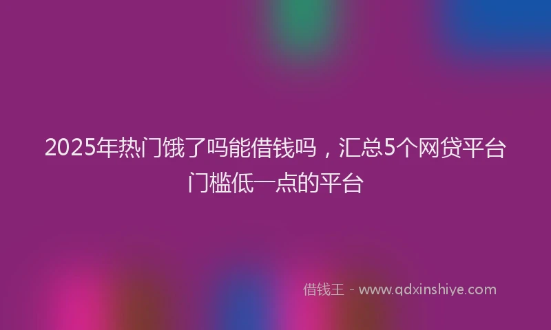 2025年热门饿了吗能借钱吗，汇总5个网贷平台门槛低一点的平台