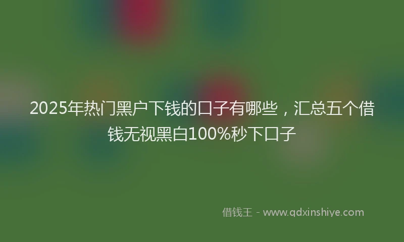 2025年热门黑户下钱的口子有哪些，汇总五个借钱无视黑白100%秒下口子