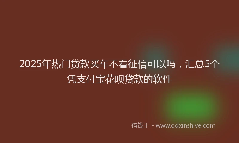 2025年热门贷款买车不看征信可以吗，汇总5个凭支付宝花呗贷款的软件