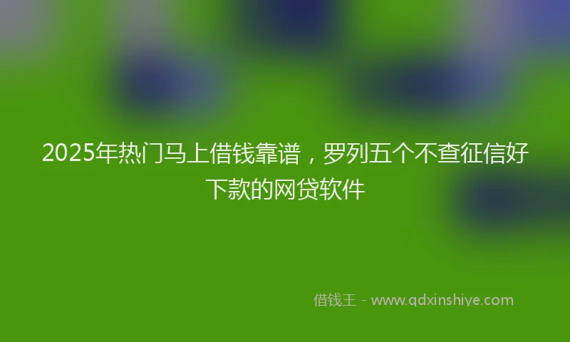 2025年热门马上借钱靠谱，罗列五个不查征信好下款的网贷软件
