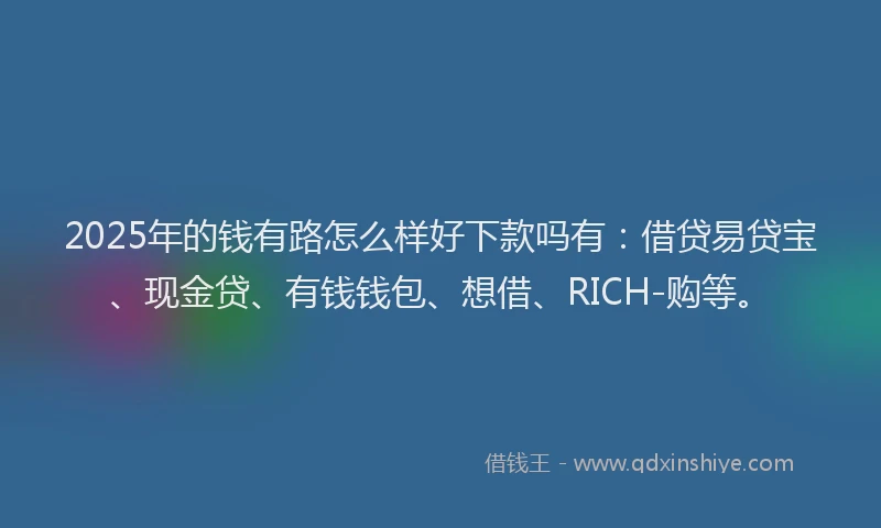 2025年的钱有路怎么样好下款吗有：借贷易贷宝、现金贷、有钱钱包、想借、RICH-购等。