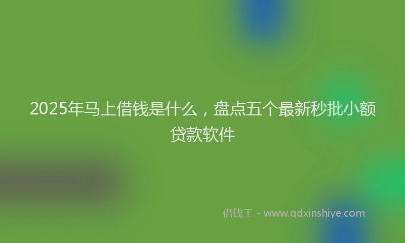 2025年马上借钱是什么，盘点五个最新秒批小额贷款软件