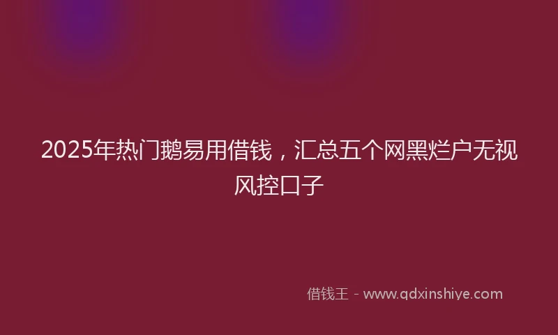 2025年热门鹅易用借钱，汇总五个网黑烂户无视风控口子