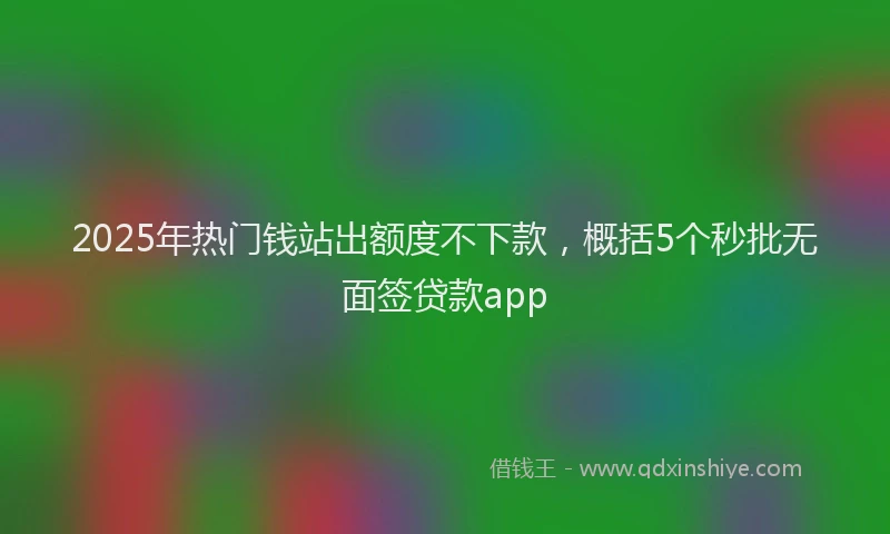 2025年热门钱站出额度不下款，概括5个秒批无面签贷款app