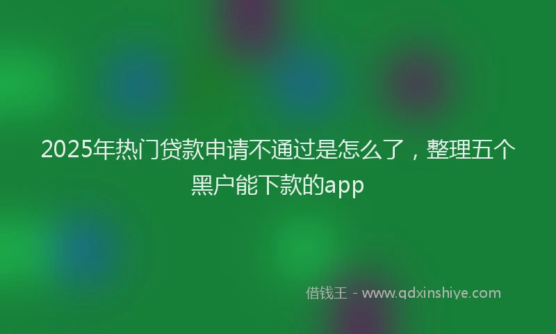2025年热门贷款申请不通过是怎么了，整理五个黑户能下款的app