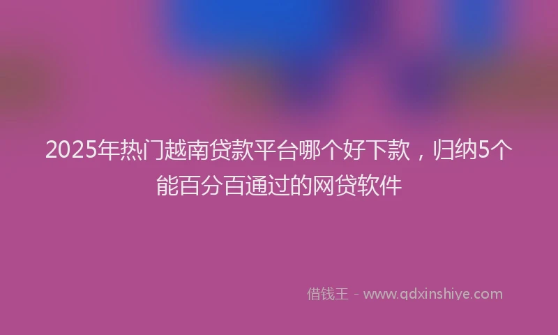 2025年热门越南贷款平台哪个好下款，归纳5个能百分百通过的网贷软件