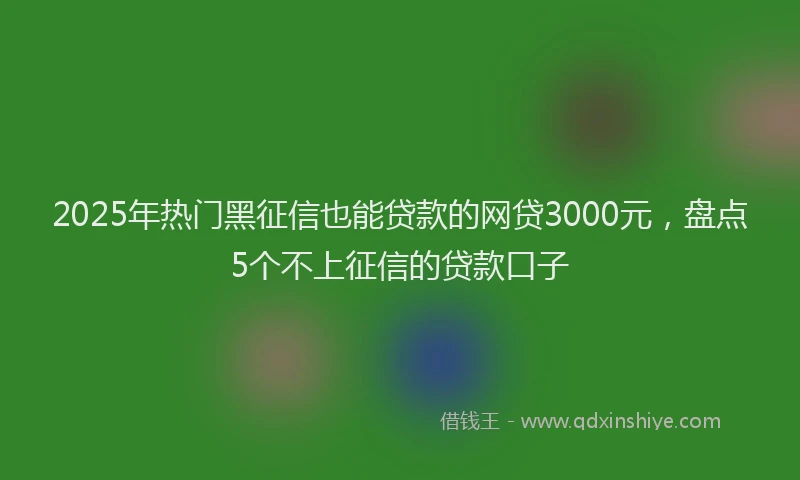 2025年热门黑征信也能贷款的网贷3000元，盘点5个不上征信的贷款口子
