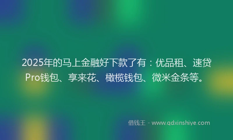 2025年的马上金融好下款了有：优品租、速贷Pro钱包、享来花、橄榄钱包、微米金条等。