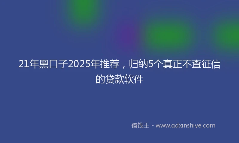 21年黑口子2025年推荐，归纳5个真正不查征信的贷款软件