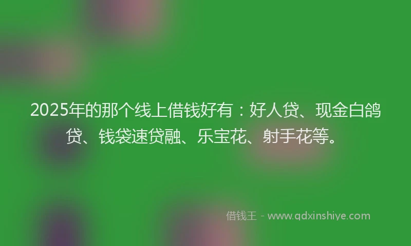 2025年的那个线上借钱好有：好人贷、现金白鸽贷、钱袋速贷融、乐宝花、射手花等。