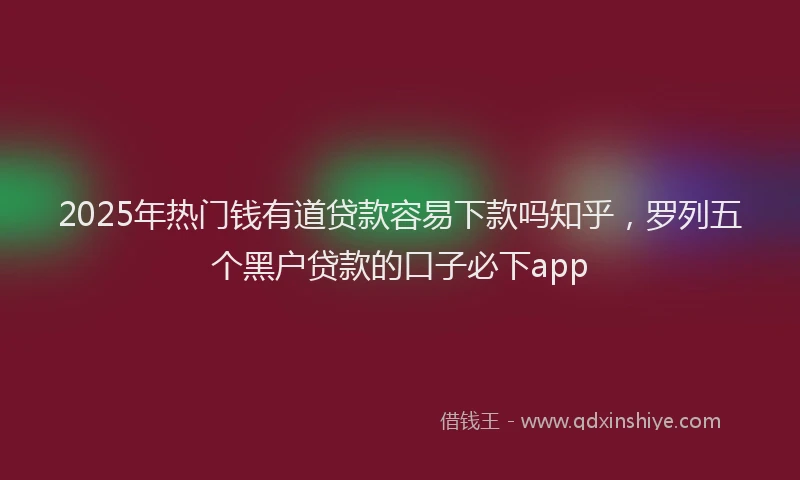 2025年热门钱有道贷款容易下款吗知乎，罗列五个黑户贷款的口子必下app