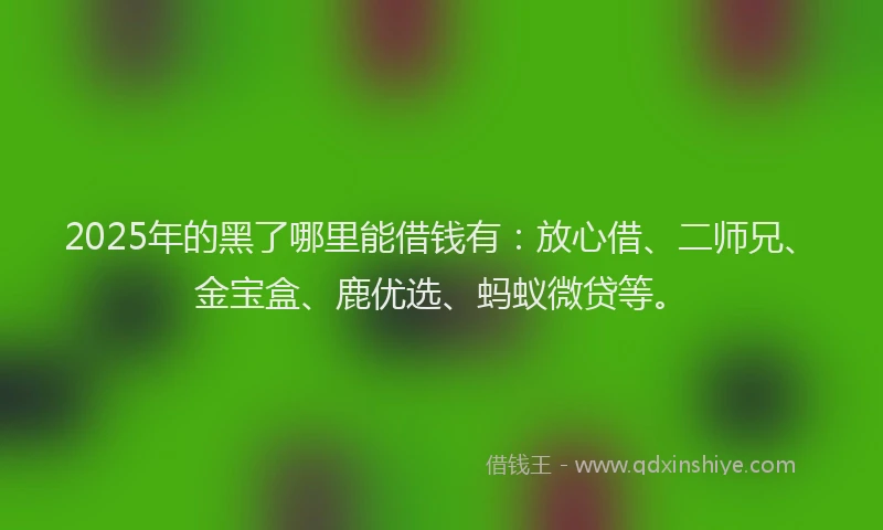 2025年的黑了哪里能借钱有：放心借、二师兄、金宝盒、鹿优选、蚂蚁微贷等。