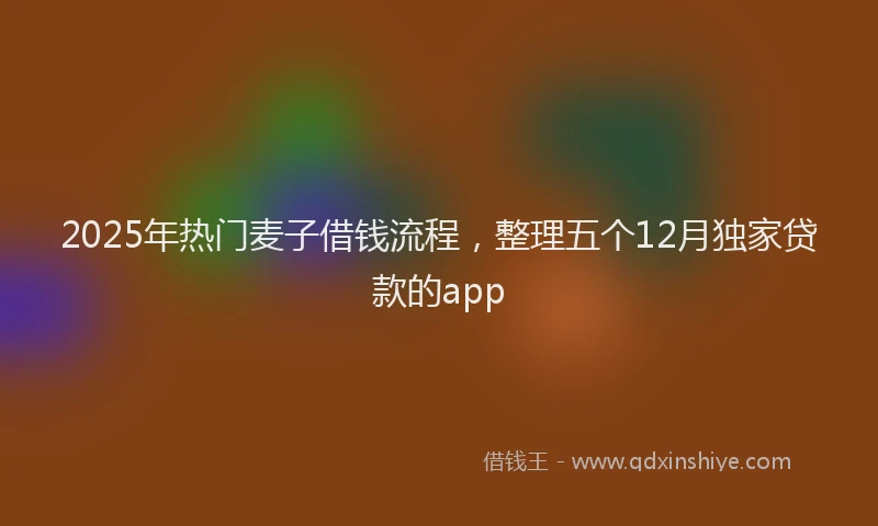 2025年热门麦子借钱流程，整理五个12月独家贷款的app