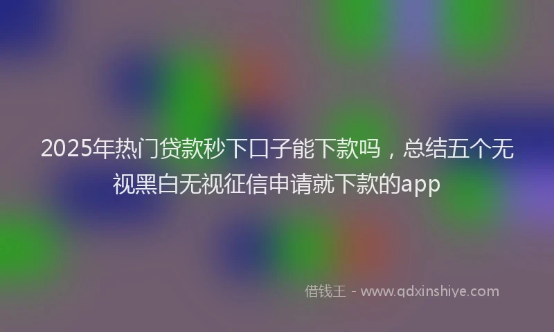 2025年热门贷款秒下口子能下款吗，总结五个无视黑白无视征信申请就下款的app