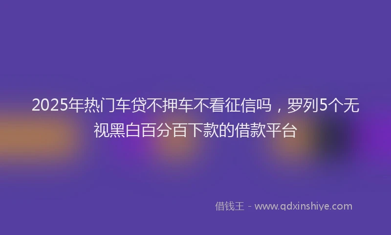 2025年热门车贷不押车不看征信吗，罗列5个无视黑白百分百下款的借款平台