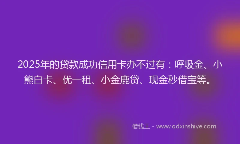 2025年的贷款成功信用卡办不过有：呼吸金、小熊白卡、优一租、小金鹿贷、现金秒借宝等。
