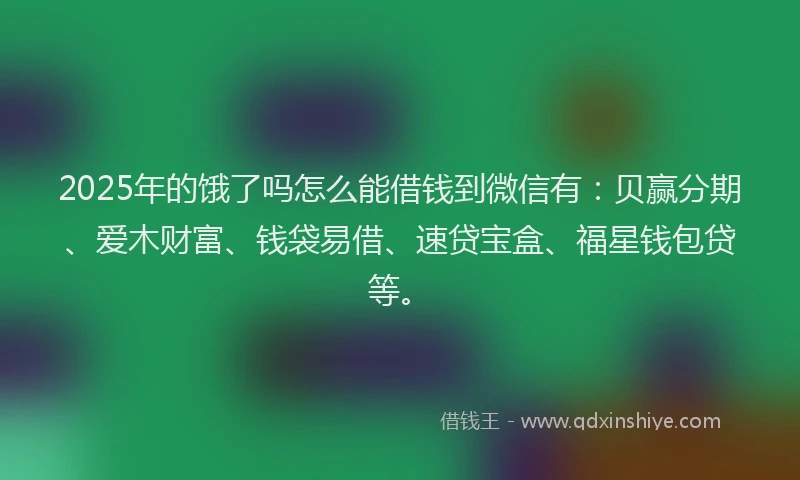2025年的饿了吗怎么能借钱到微信有：贝赢分期、爱木财富、钱袋易借、速贷宝盒、福星钱包贷等。