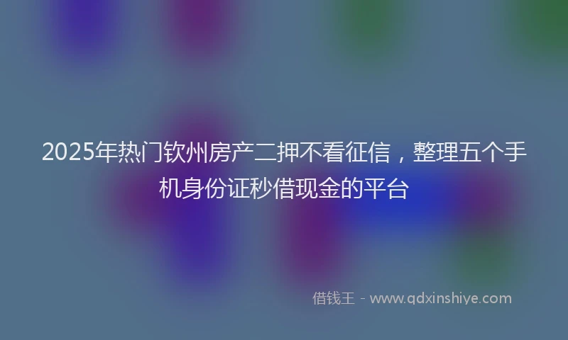 2025年热门钦州房产二押不看征信，整理五个手机身份证秒借现金的平台