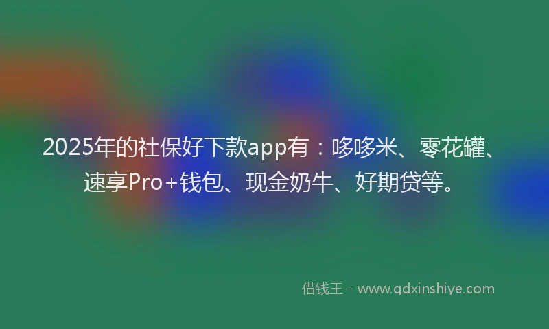 2025年的社保好下款app有：哆哆米、零花罐、速享Pro+钱包、现金奶牛、好期贷等。