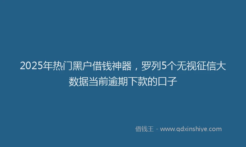 2025年热门黑户借钱神器，罗列5个无视征信大数据当前逾期下款的口子