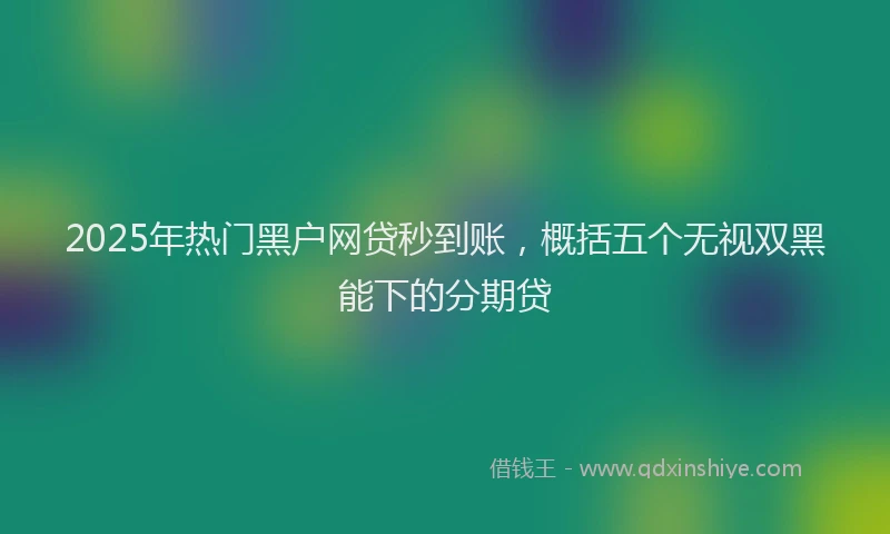 2025年热门黑户网贷秒到账，概括五个无视双黑能下的分期贷