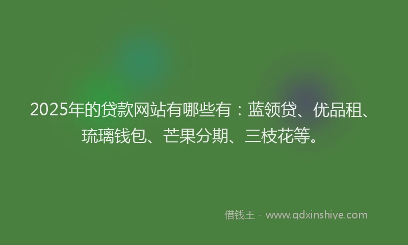 2025年的贷款网站有哪些有：蓝领贷、优品租、琉璃钱包、芒果分期、三枝花等。
